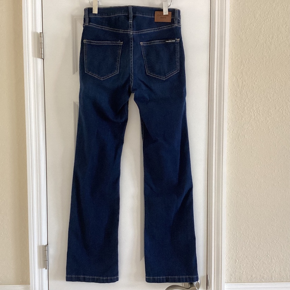Calvin Klein Jeans High Rise Boot Cut Dark Denim Wash Patch Pockets - Picture 3 of 14